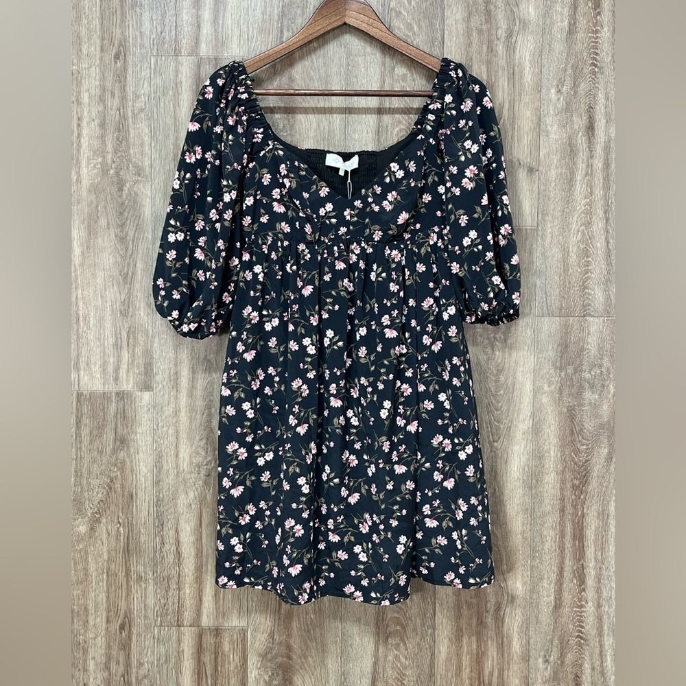 NWT WAYF Floral Mini Dress with Puff Sleeves